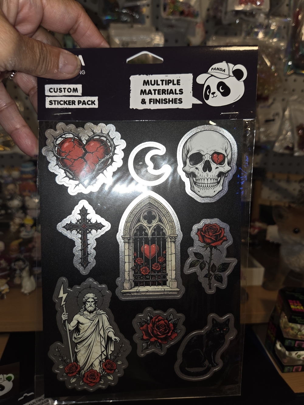 10 Custom Gothic Red & Black Sticker Packs - Home Party Supplies
